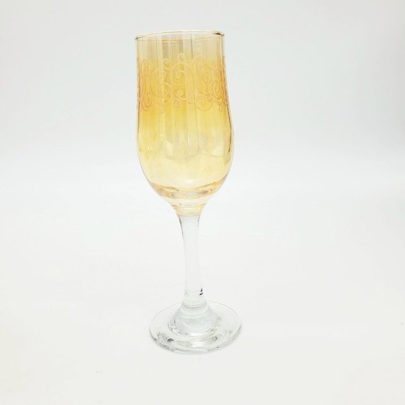 Cristalleria Fratelli Fumo Etched Crystal Wine Glasses IRIDESCENT ITALY Set 6 - Picture 2 of 6